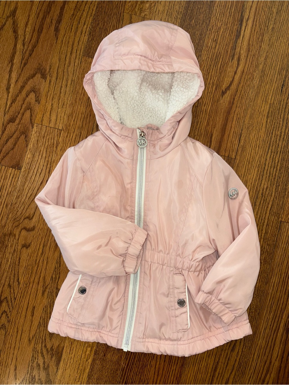 Michael Kors Light Pink Hooded Sherpa-Lined Anorak Style Coat 3T